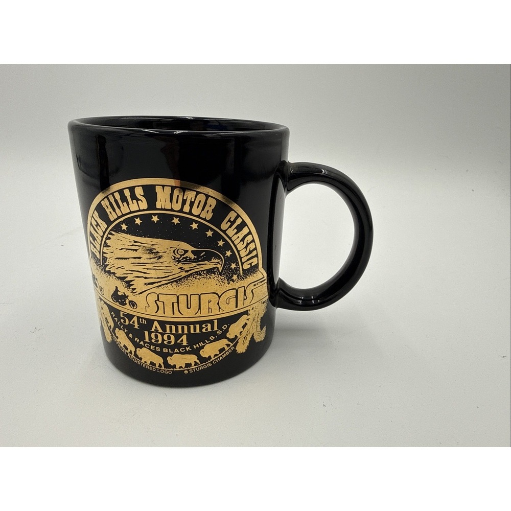Vintage Sturgis Coffee Cup Mug 1994 Biker Rally Motorcycle Cup Ceramic Black
